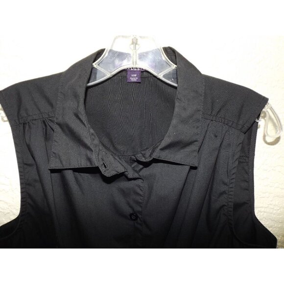 Roaman's 14W black sleeveless button front blouse - Picture 4 of 5